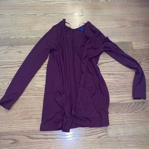 Aeropostale Burgundy Long Cardigan, Size Small